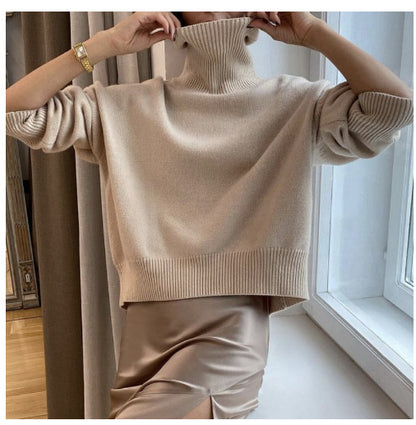 Pull Oversize à Col Roulé en Tricot – Élégance et Confort pour l’Hiver