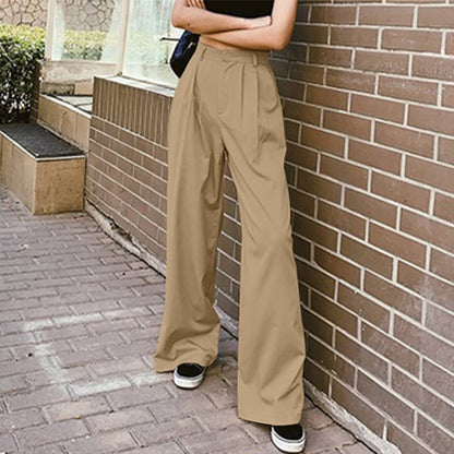 Pantalon Palazzo Taille Haute - Beige Élégant