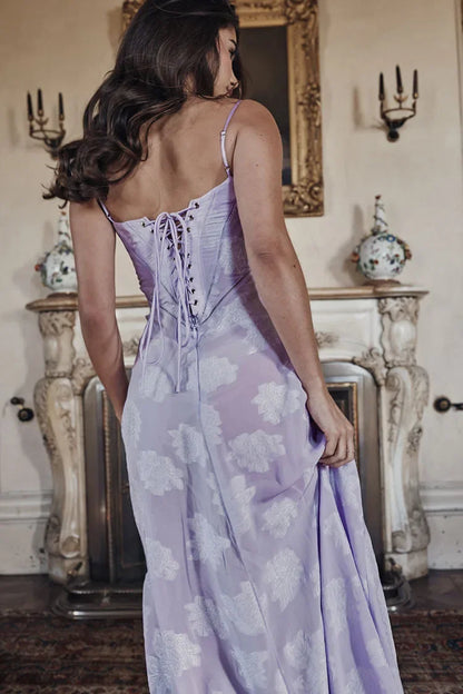 Robe Longue Élégante en Mousseline Fleurie