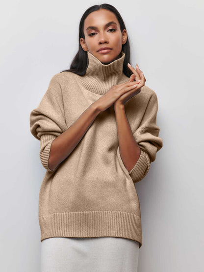 Pull Oversize à Col Roulé en Tricot – Élégance et Confort pour l’Hiver